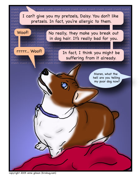 dogs love pretzels.
