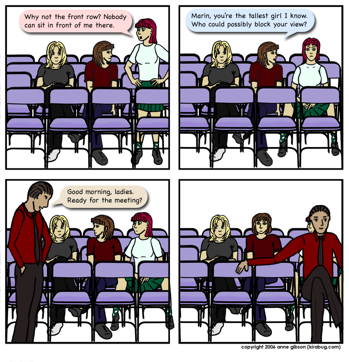 marin complains about being in the front row. and for good reason.