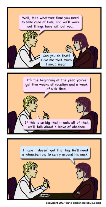 I think the goal is to remove the thyroid before it gets any bigger, actually.