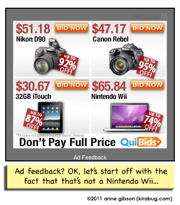 Showing a Macbook Pro labeled as a Nintendo Wii for $65 is uncool, quibids.