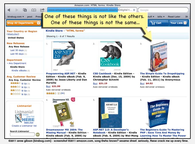 amazon search results for 'html forms': 5 html books, 1 book on dropshipping. Maybe dropshippers use a lot of html forms?