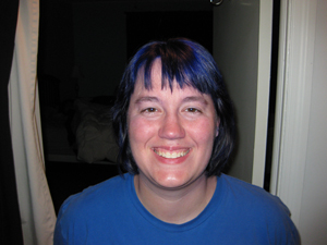 blue hair front